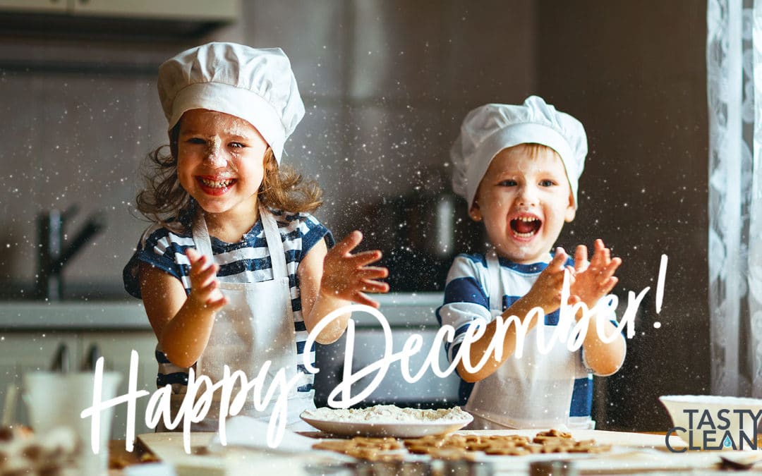 happy december with kids baking in the kitchen