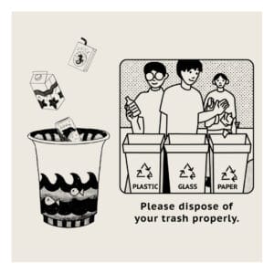 illustration of recycling program in black and white
